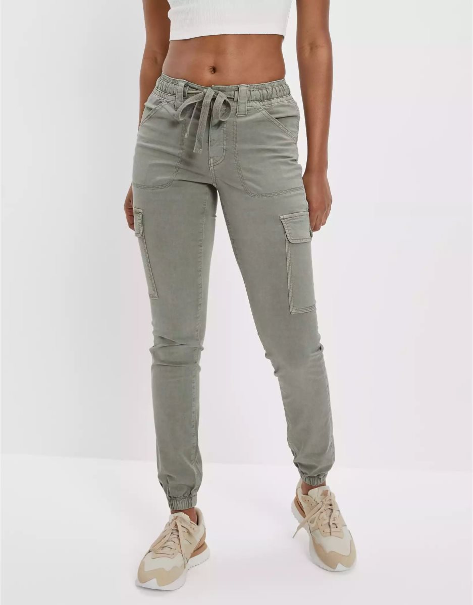 Pantalon American Eagle AE Stretch High-Waisted Jegging Jogger Vert Olive Femme | NQX-70514158